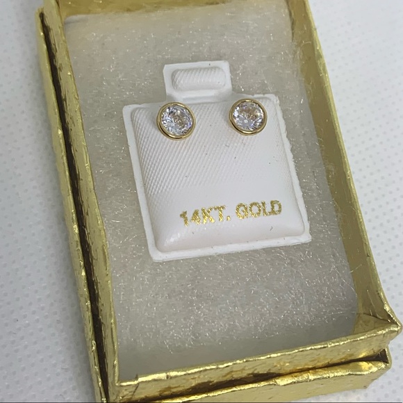 14k Gold Bezel Earrings - Picture 4 of 6